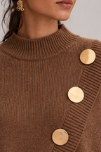 Marisse™ | Asymmetric Button Turtleneck Sweater