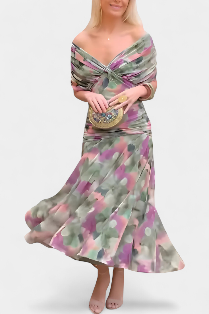 Alondra™ Long Floral Dress with V-Neck