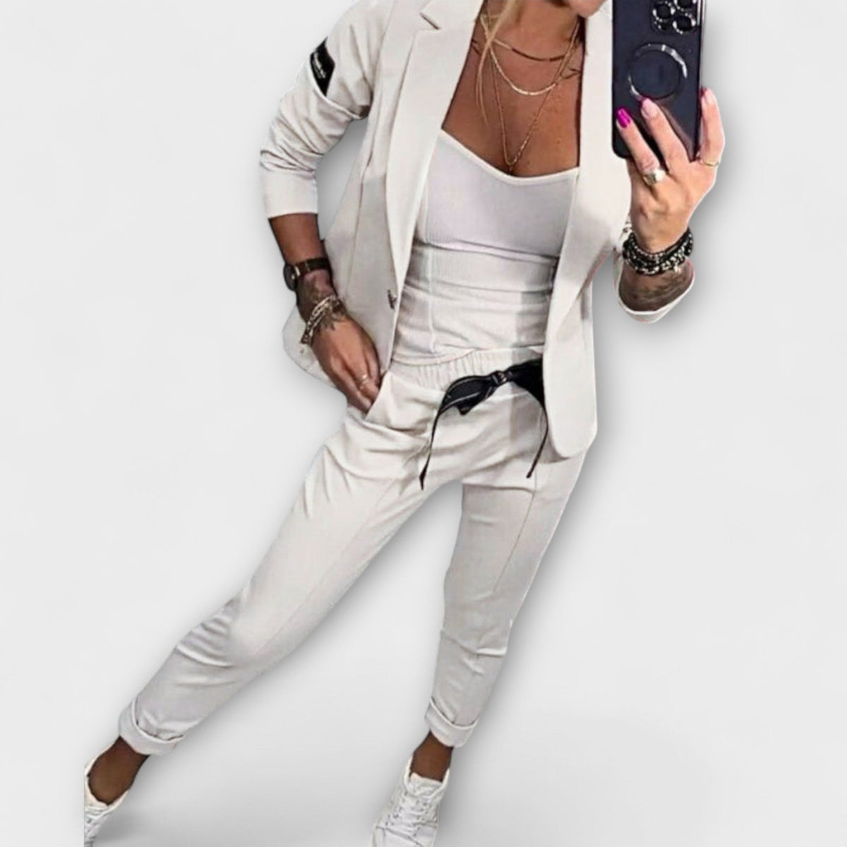Vionne | Elegant Set of Top, Jacket, and Pants