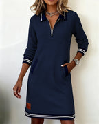 Dorellia™ | Zip-Collar Long-Sleeve Dress