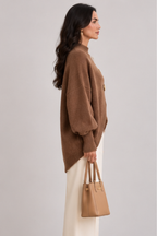 Marisse™ | Asymmetric Button Turtleneck Sweater