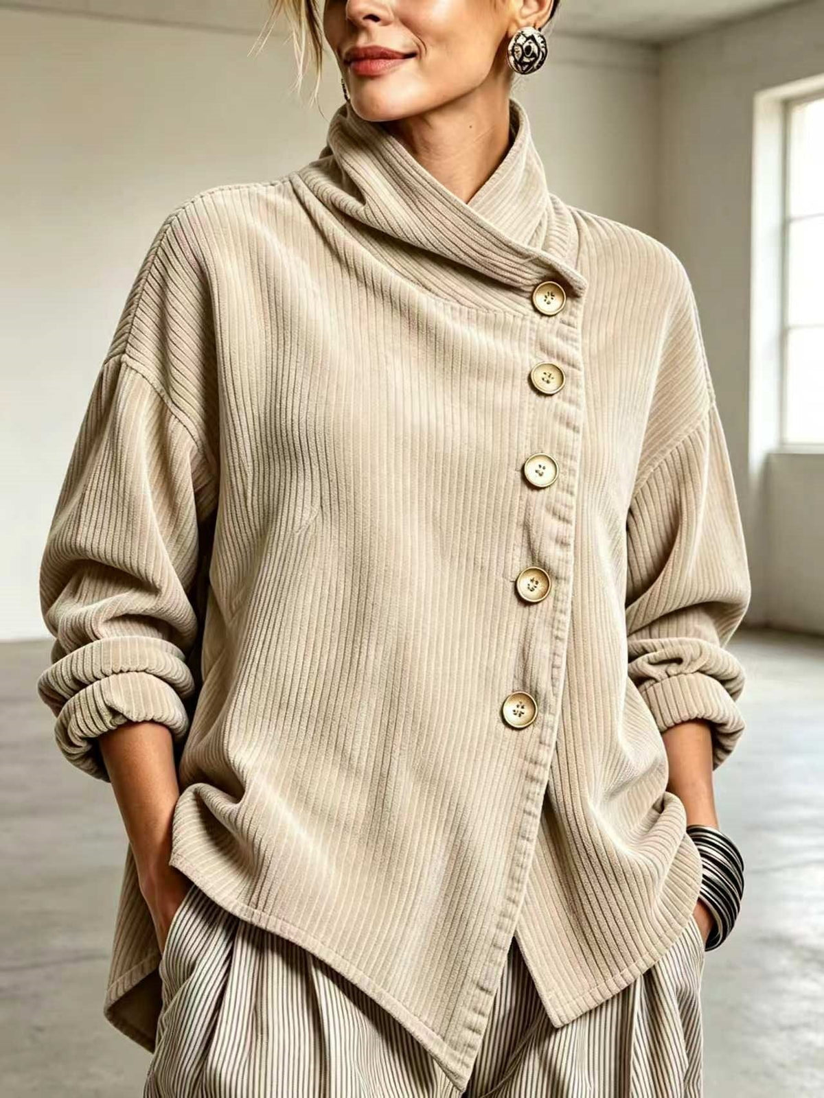 Capucine™ | Ribbed Stand-Collar Sweater