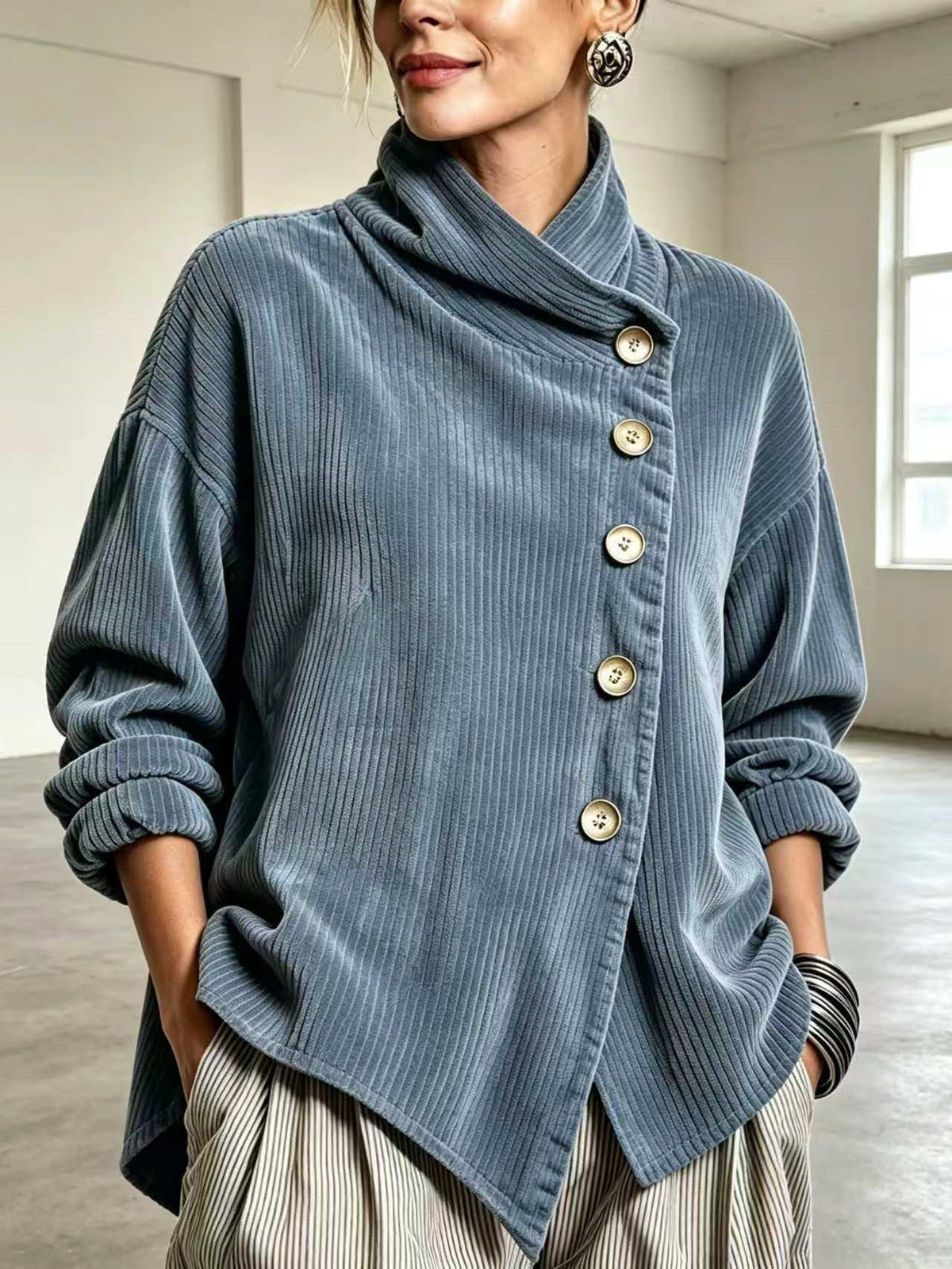 Capucine™ | Ribbed Stand-Collar Sweater