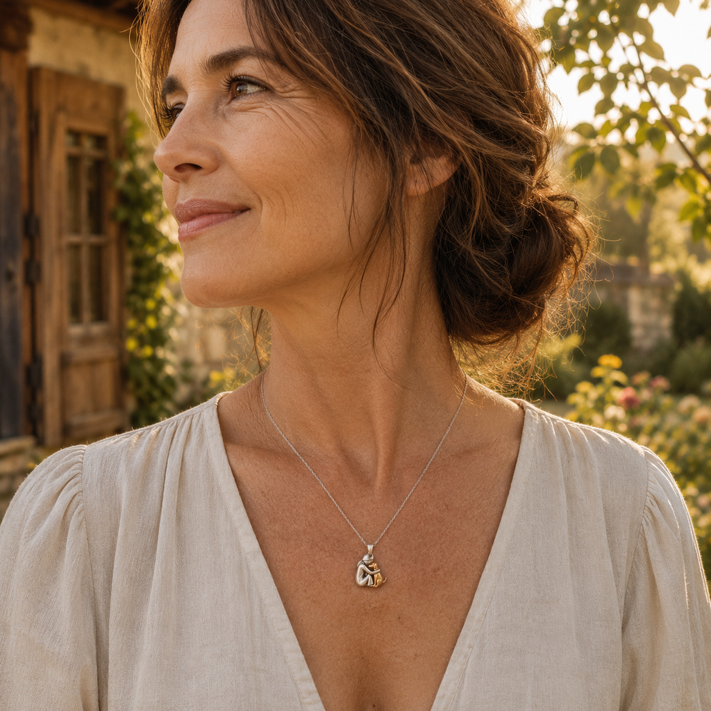 Helga™ | Woman & Dog Pendant Necklace