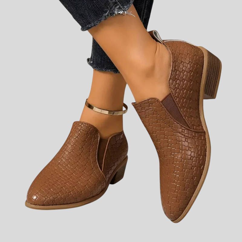 Éliane™ | Woven Block-Heel Ankle Boots