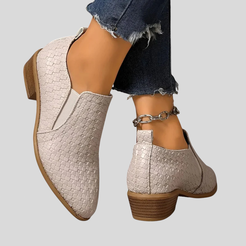 Éliane™ | Woven Block-Heel Ankle Boots