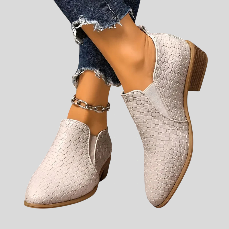 Éliane™ | Woven Block-Heel Ankle Boots
