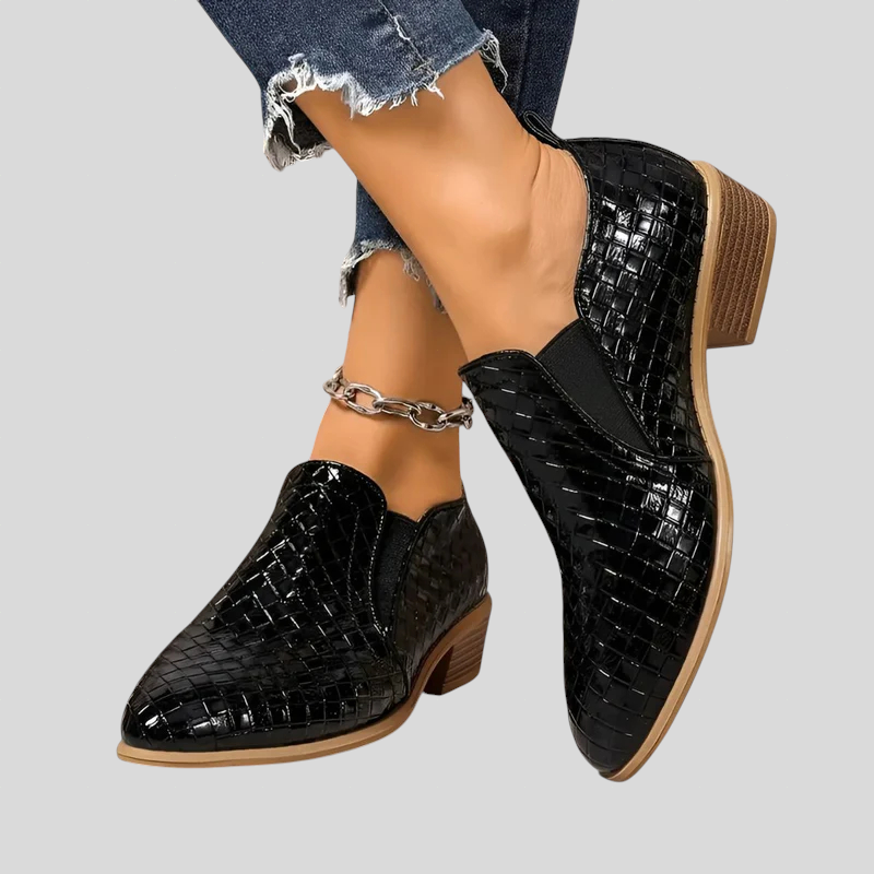 Éliane™ | Woven Block-Heel Ankle Boots
