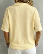 Maddison | Relaxed Waffle Polo Top