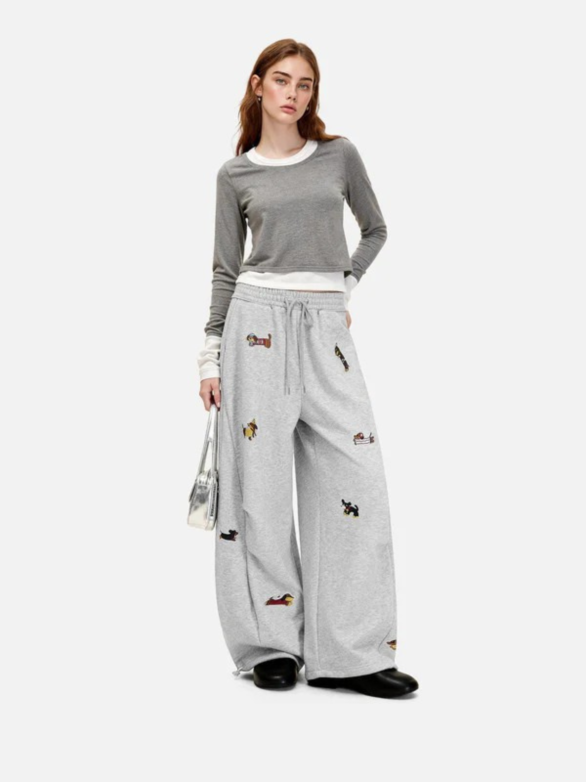 Amalfi® Embroidered Pup Barrel Sweatpants