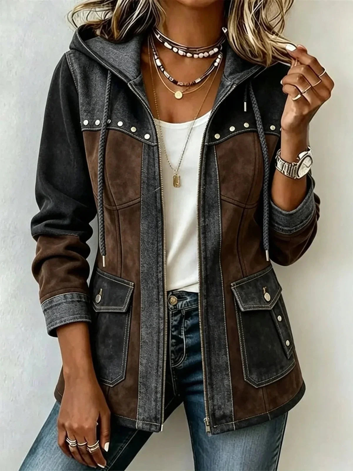 Véronique™ | Two-Tone Hooded Jacket