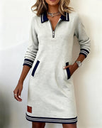 Dorellia™ | Zip-Collar Long-Sleeve Dress