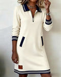 Dorellia™ | Zip-Collar Long-Sleeve Dress