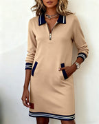 Dorellia™ | Zip-Collar Long-Sleeve Dress