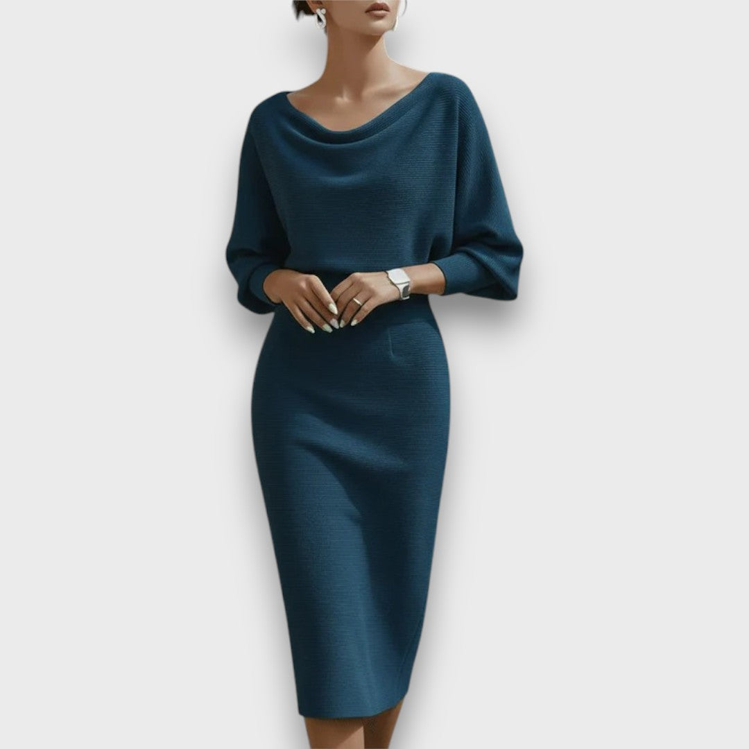 Lunaria – Draped Batwing Midi Dress
