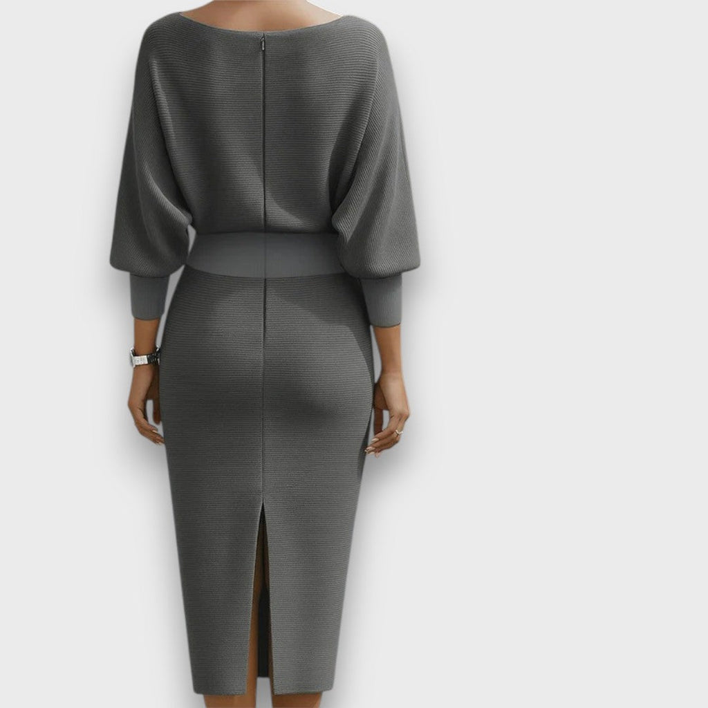 Lunaria – Draped Batwing Midi Dress