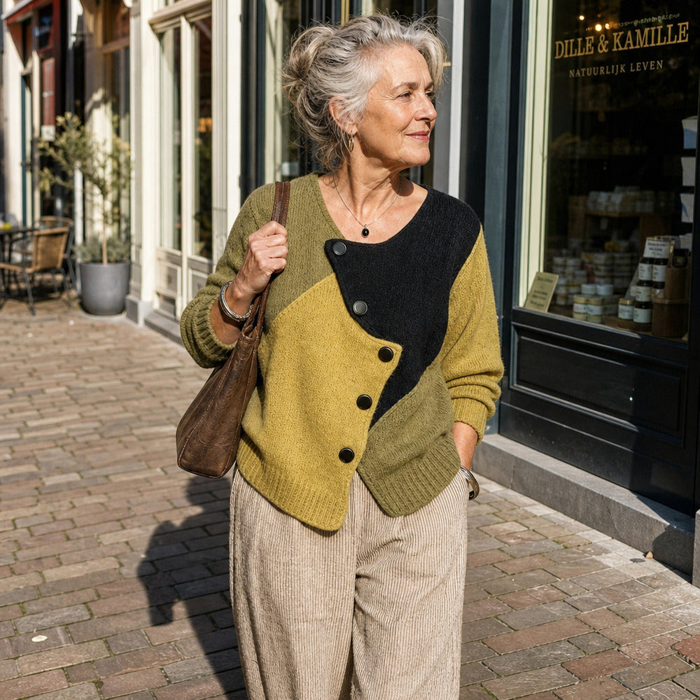 Sietske™ | Diagonal Button Colorblock Sweater