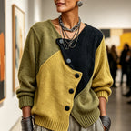 Sietske™ | Diagonal Button Colorblock Sweater